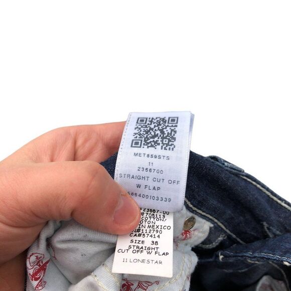 Vintage True Religion Jeans Shorts Size 38 CUT OFF FLAP T Blue - Picture 6 of 7